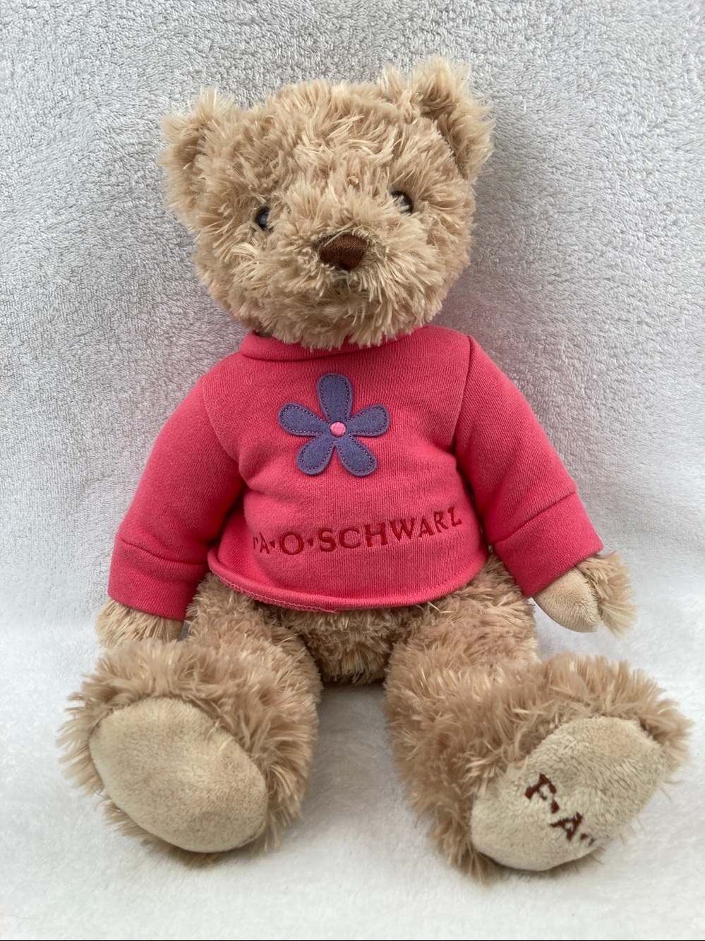 FAO Swartz Teddy Bear in Pink Sweatshirt 15” Shaggy